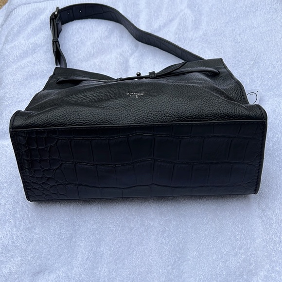 New Tahari Black Snake Embossed Leather Hand bag - Picture 4 of 12